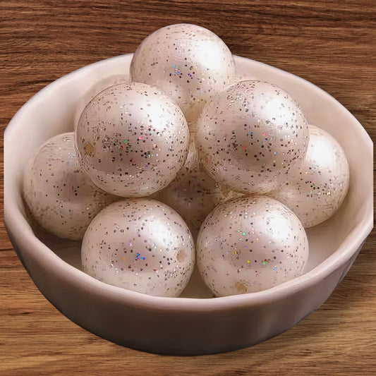 20mm White Glitter Acrylic Bead