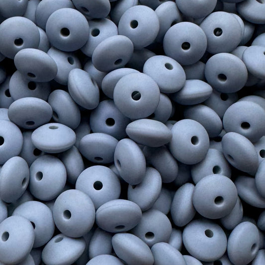 12mm Brunnera Blue Silicone Lentil Bead