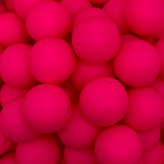15mm Hot Pink Silicone Bead
