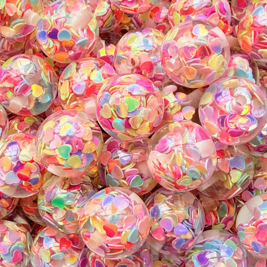 16mm Confetti Hearts Acrylic Bead