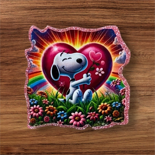 Dog With Heart Acrylic Flatback