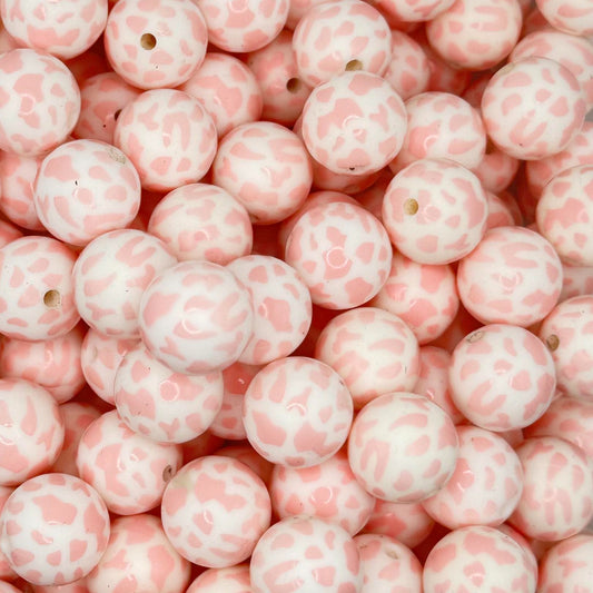 15mm Light Pink Cow Black Silicone Bead