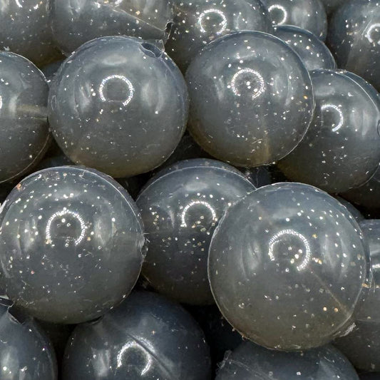 15mm Gray Jelly Sparkle Silicone Bead