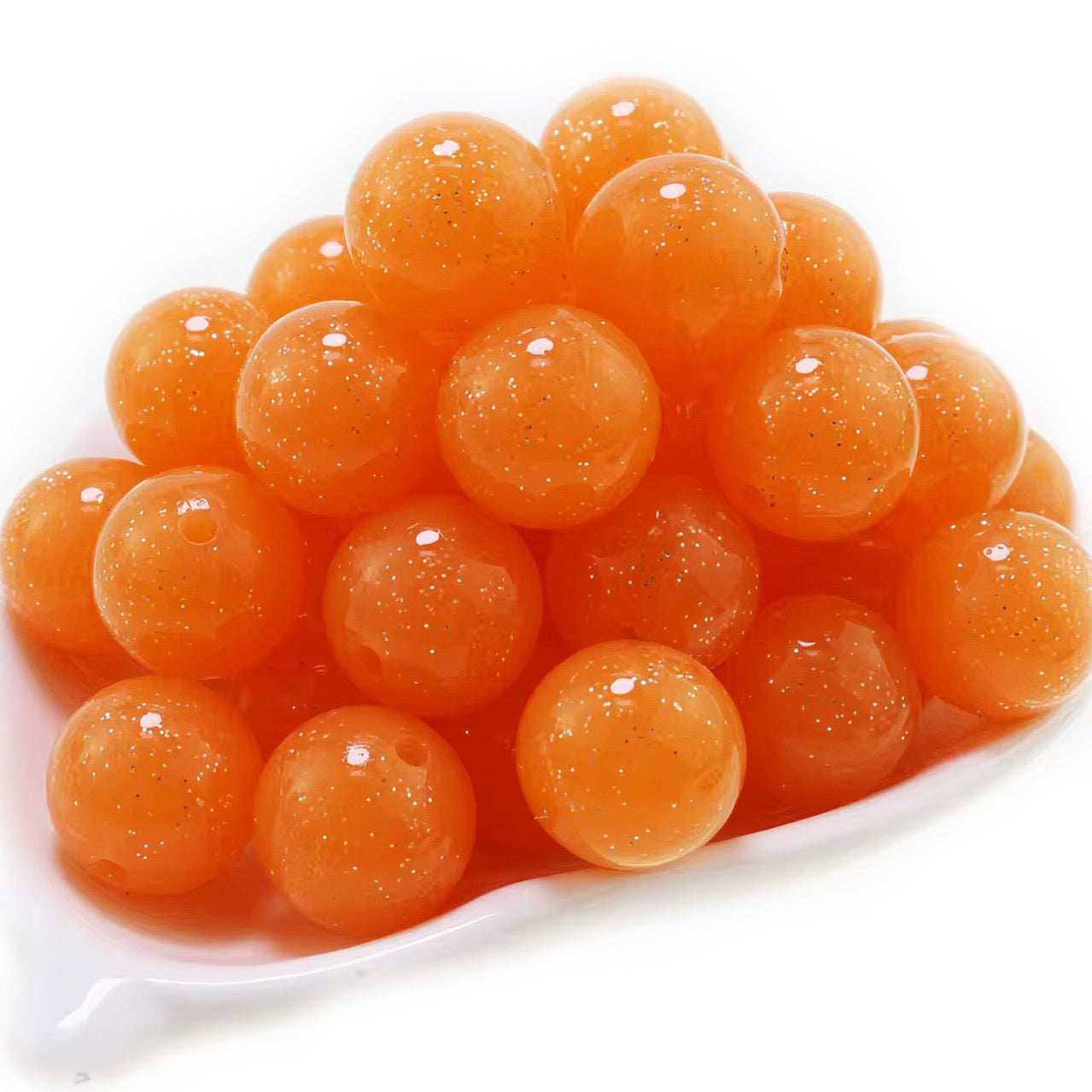 15mm Orange Glitter Jelly Silicone Bead