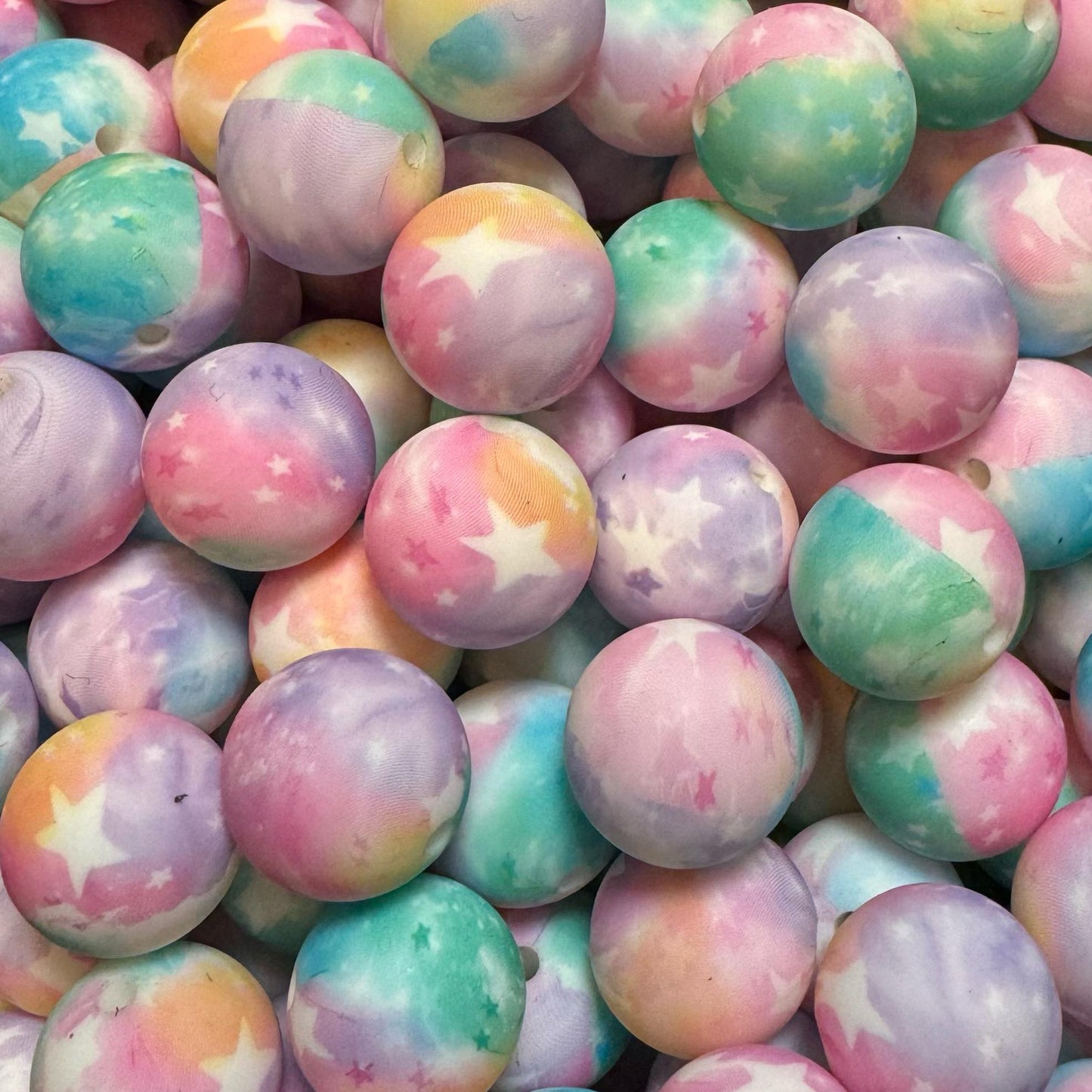 15mm Watercolor Stars Silicone Bead