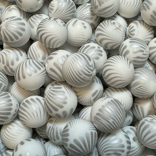 15mm Silver Wisps Silicone Bead