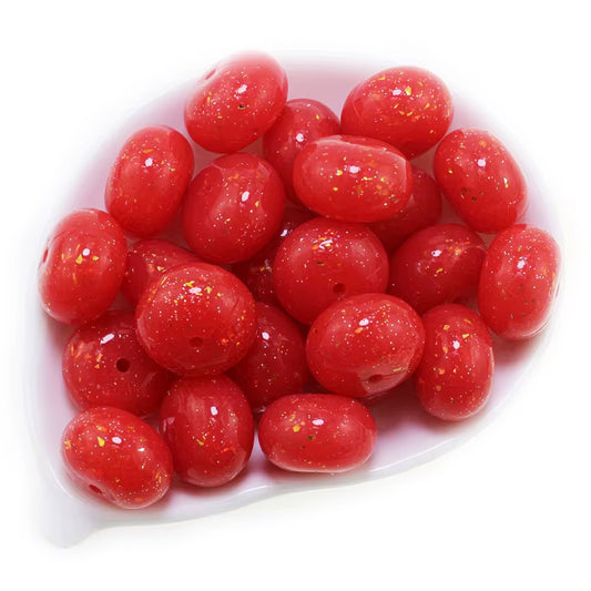 14mm Red Glitter Jelly Abacus Bead