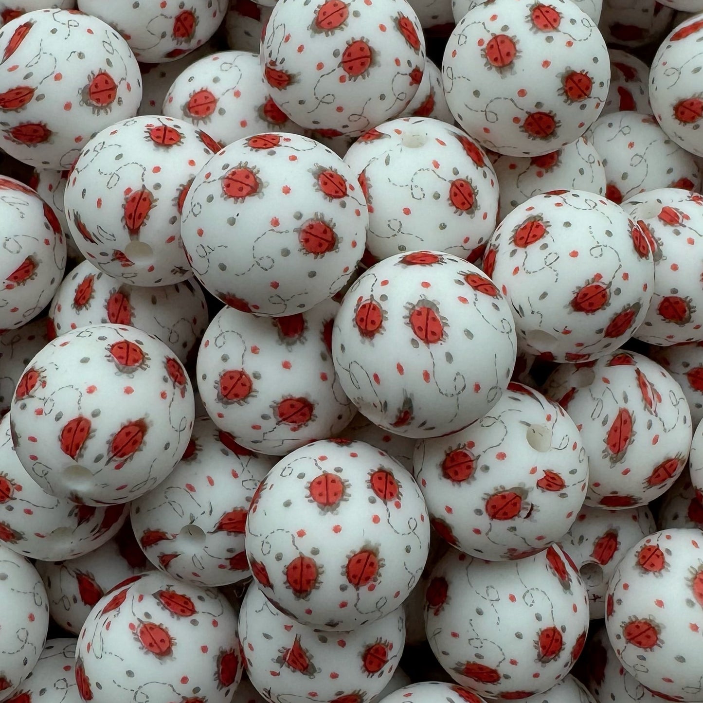 15mm Lady Bug Silicone Bead