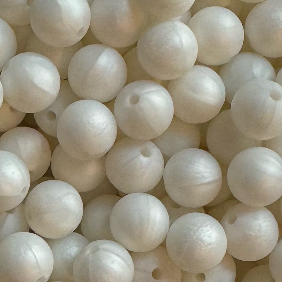 12mm Pearl White Silicone Bead