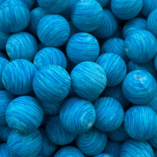15mm Blue Silicone Print Bead