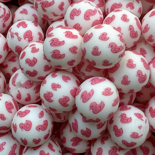 15mm Pink Duck Silicone Bead