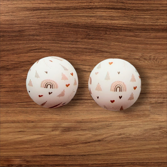 15mm Rainbow & Trees Silicone Bead