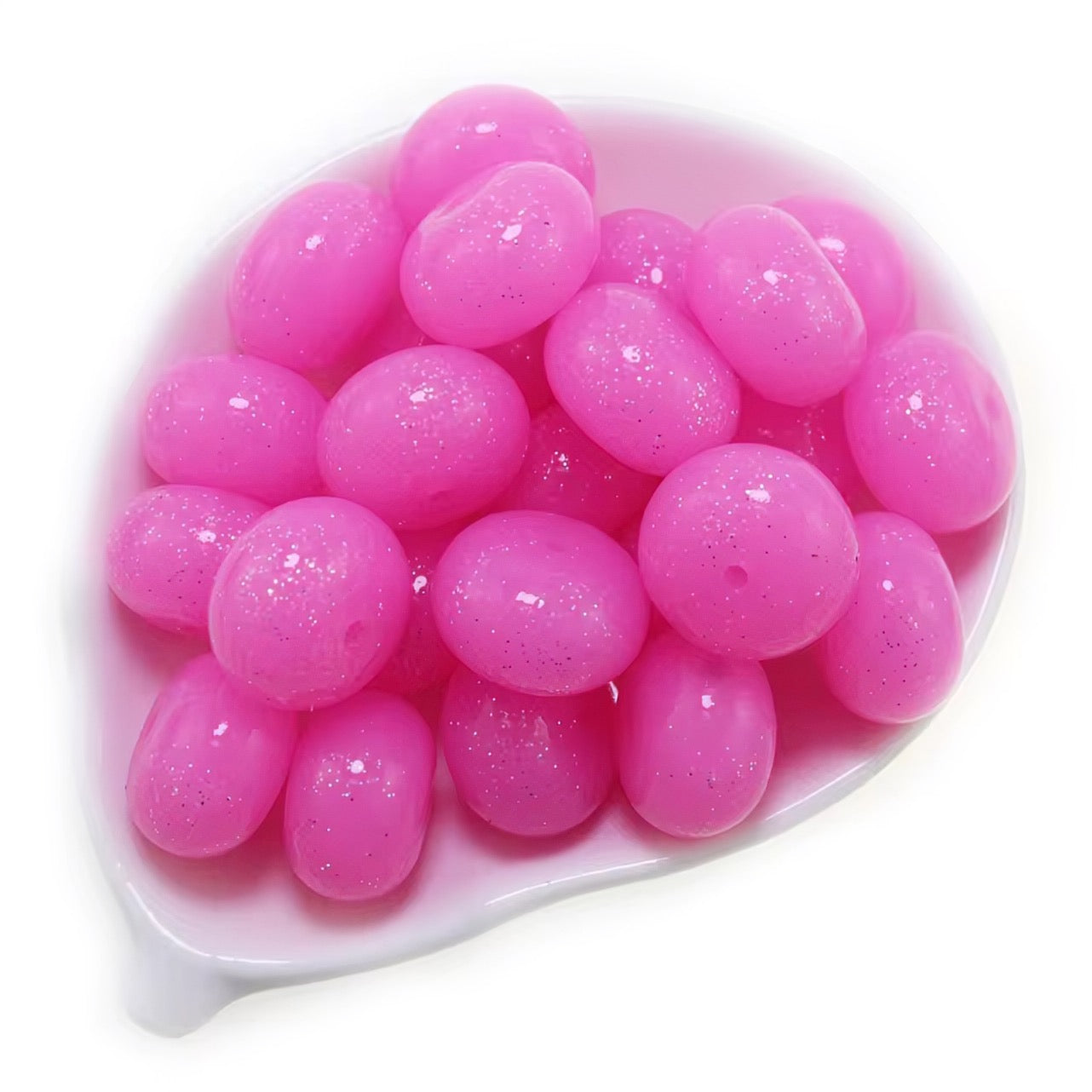 14mm Pink Glitter Jelly Abacus Bead