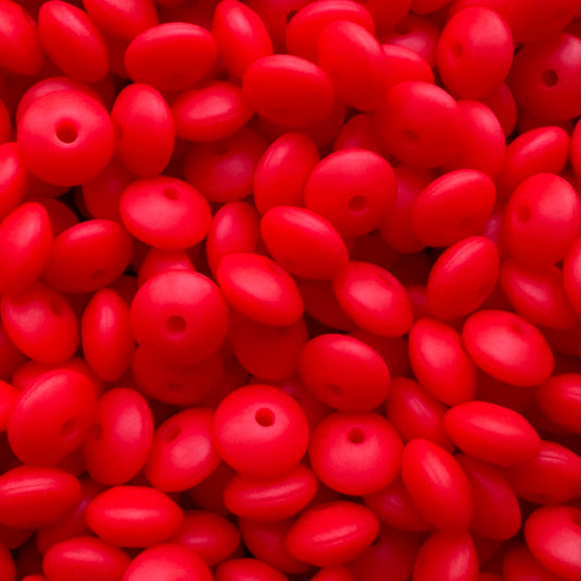 12mm Strawberry Red Silicone Lentil Bead
