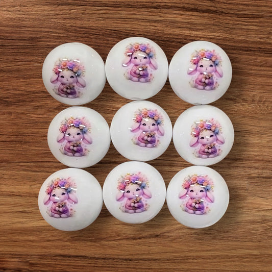 15mm Floral Bunny Silicone Bead