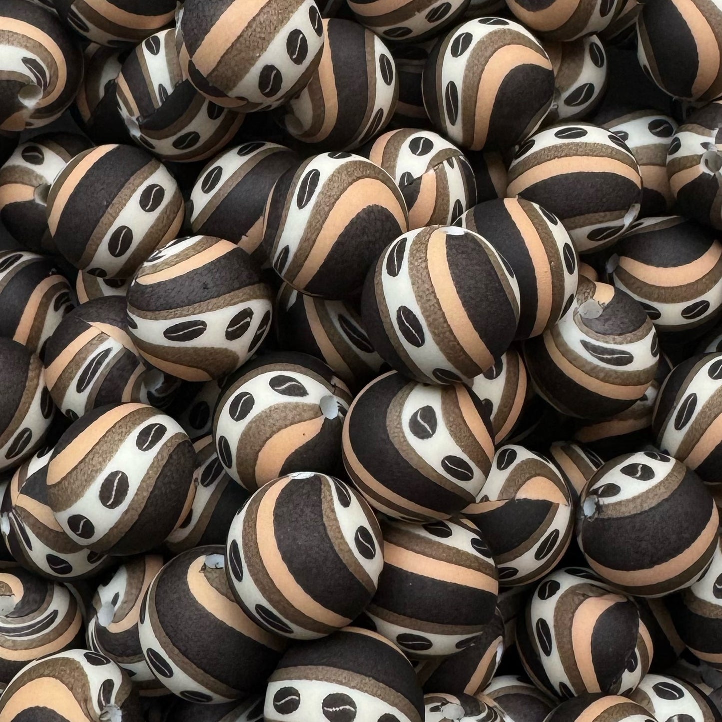 15mm Brown Swirl Silicone Bead