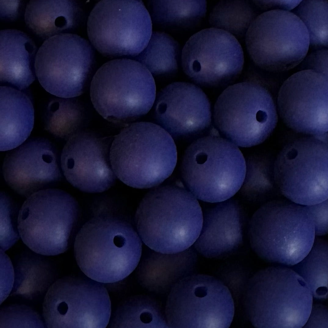 12mm Navy Blue Silicone Bead
