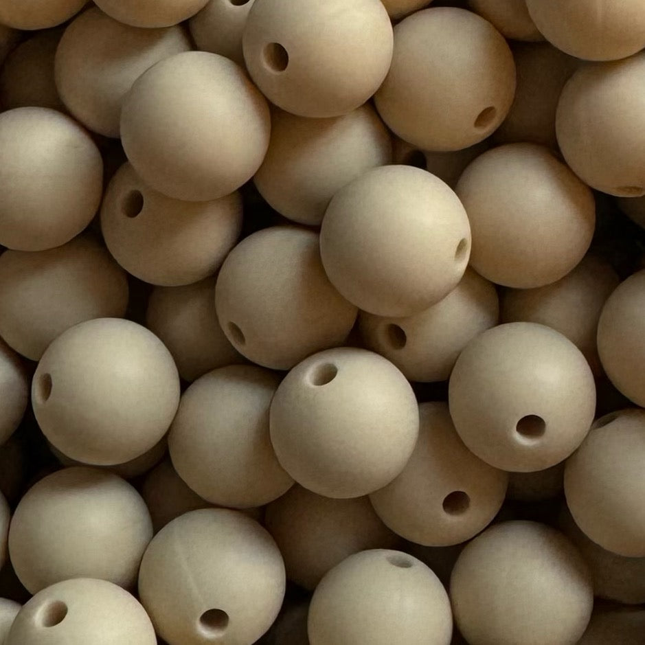 15mm Beige Silicone Bead