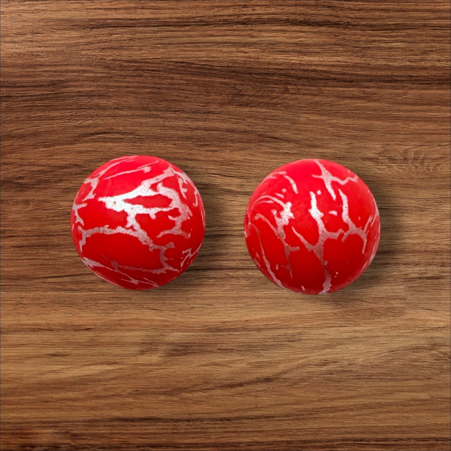 15mm Bright Red Crackle Silicone Bead