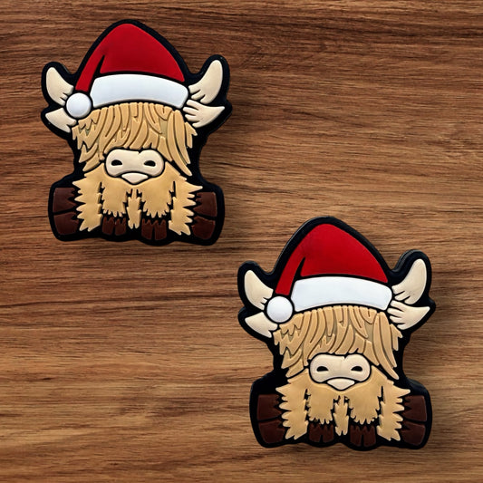 Highland Cow In Santa Hat Focal