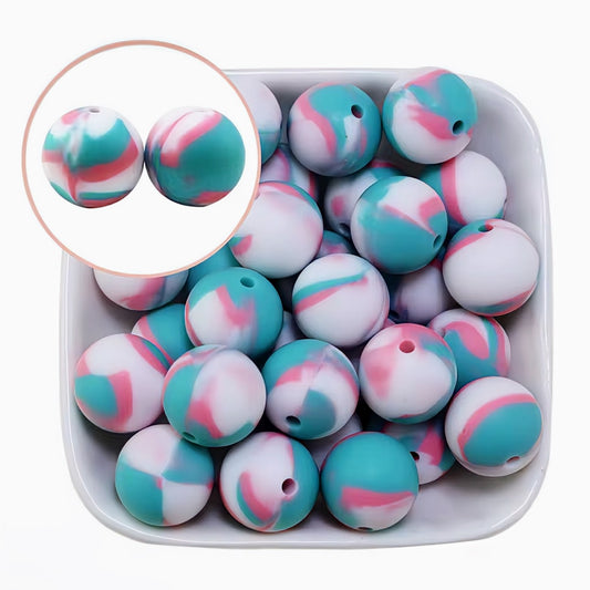 15mm Cotton Candy Silicone Bead