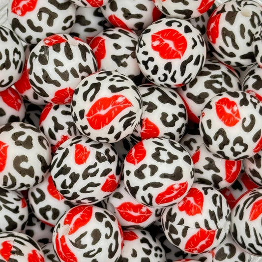 15mm Leopard Lips Silicone Bead