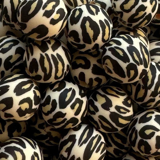 15mm Leopard Silicone Bead