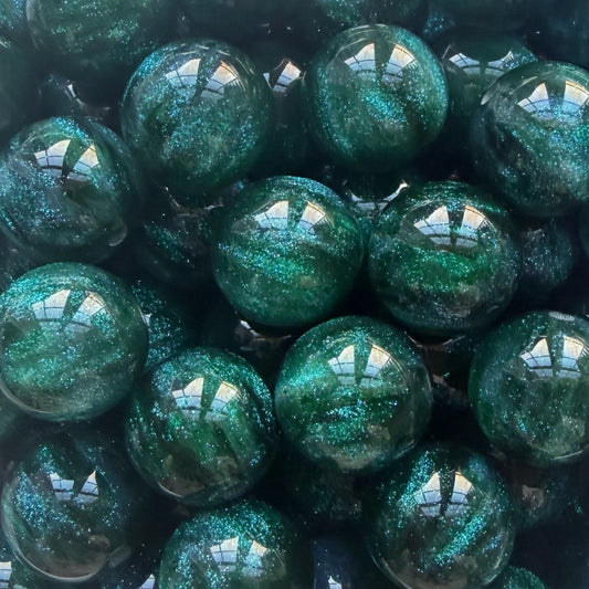 16mm Green Galaxy Acrylic Bead