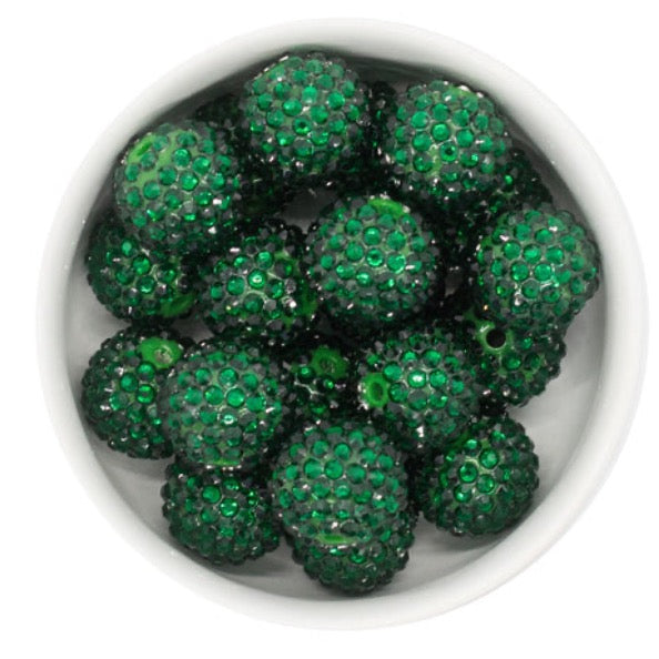 20mm Emerald Green Rhinestone Acrylic Bead