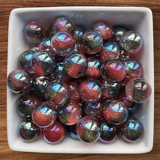 16mm Black & Pink Galaxy Acrylic Bead