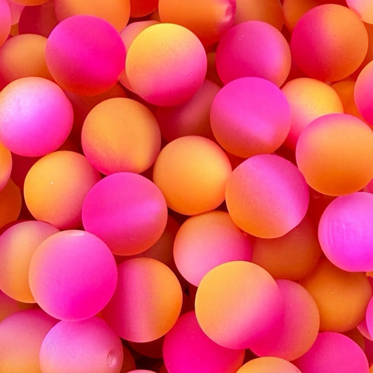 16mm Orange & Pink Cats Eye Acrylic Bead