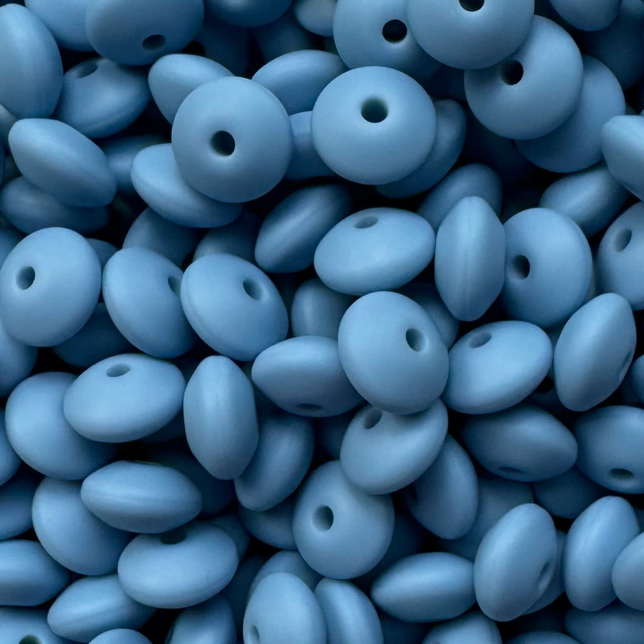 12mm Cool Blue Silicone Lentil Bead