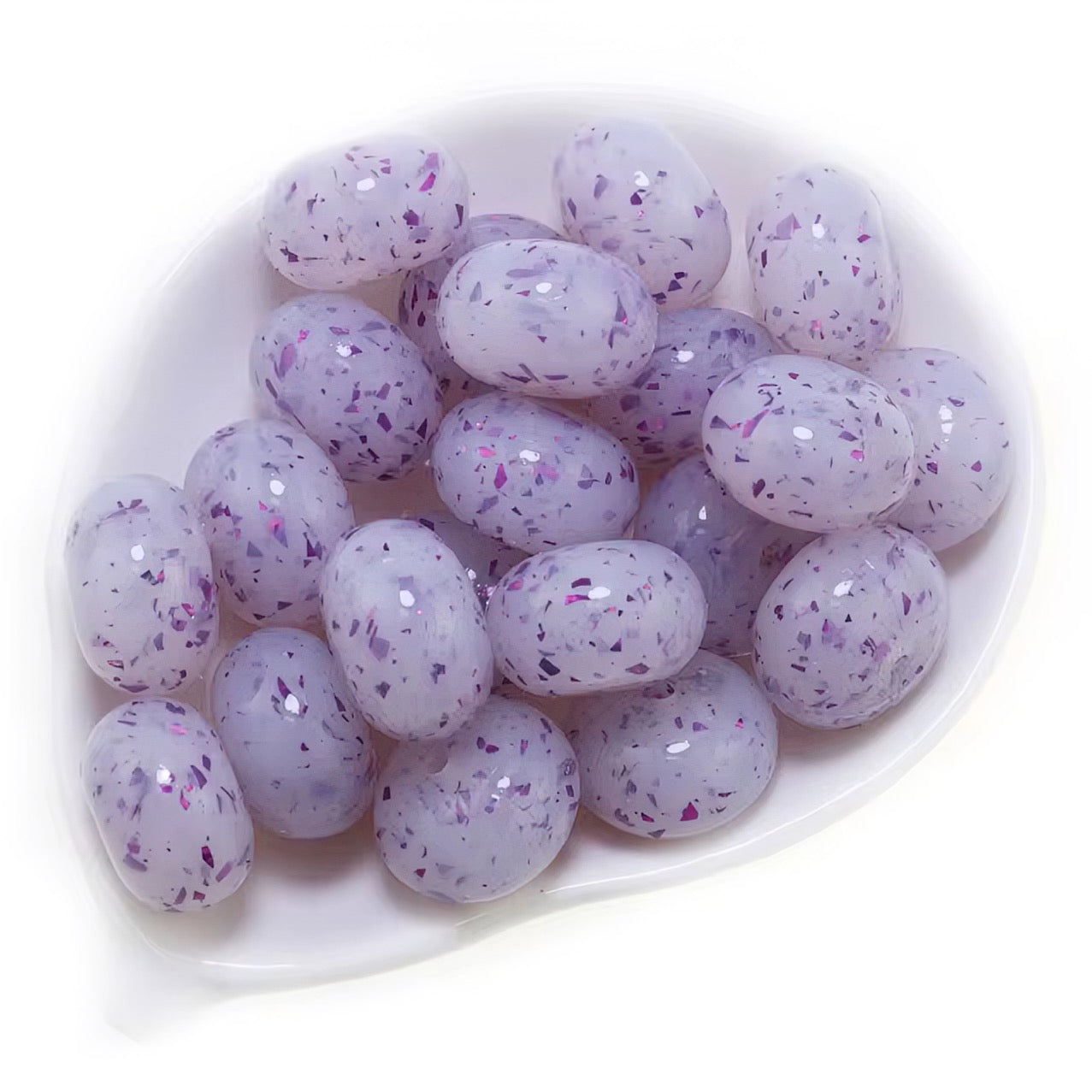 14mm Purple Speck Jelly Abacus Bead