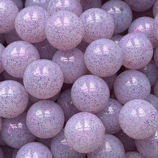 15mm Purple Glitter Silicone Bead