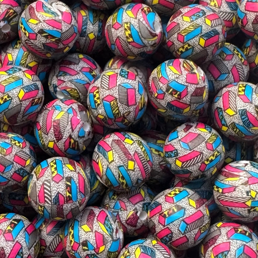 15mm Neon Blocks Silicone Bead