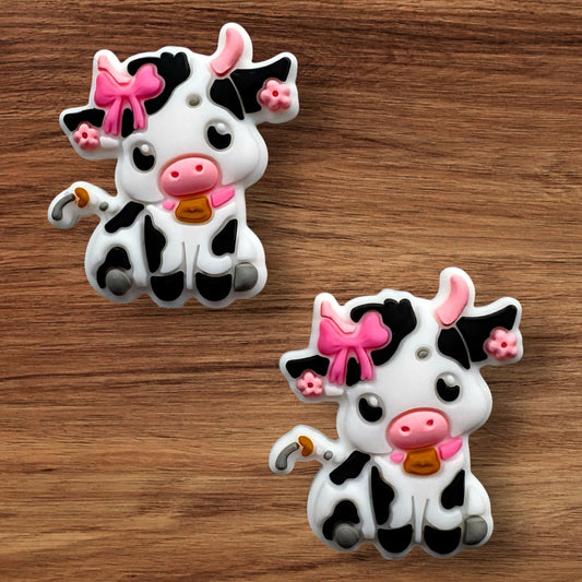 Spotted Cow With Pink Bow Focal