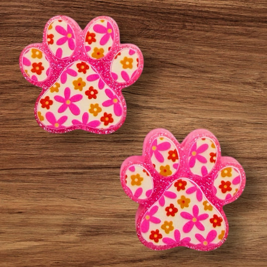 Floral Dog Paw Acrylic Focal