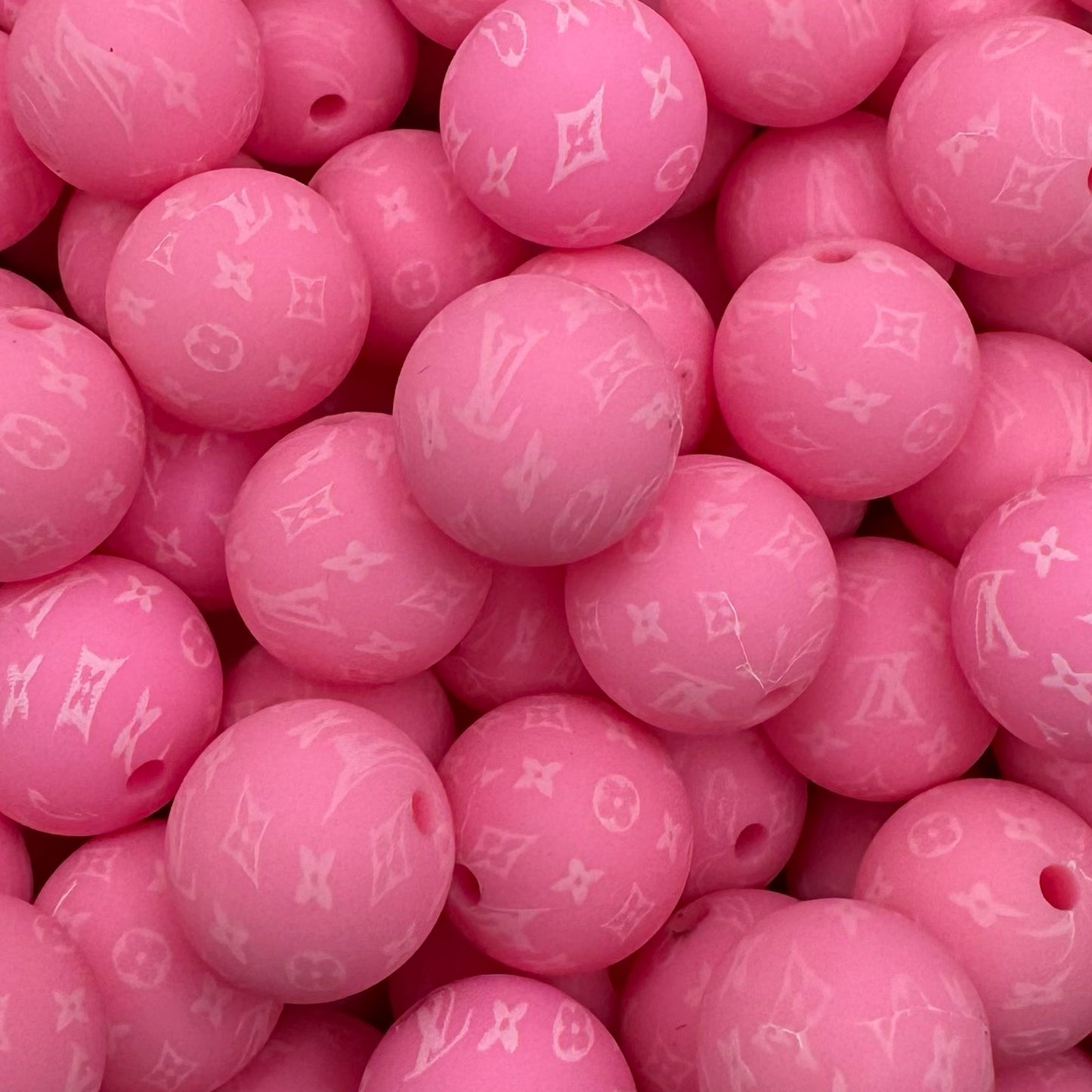 15mm Pink&White Silicone Bead