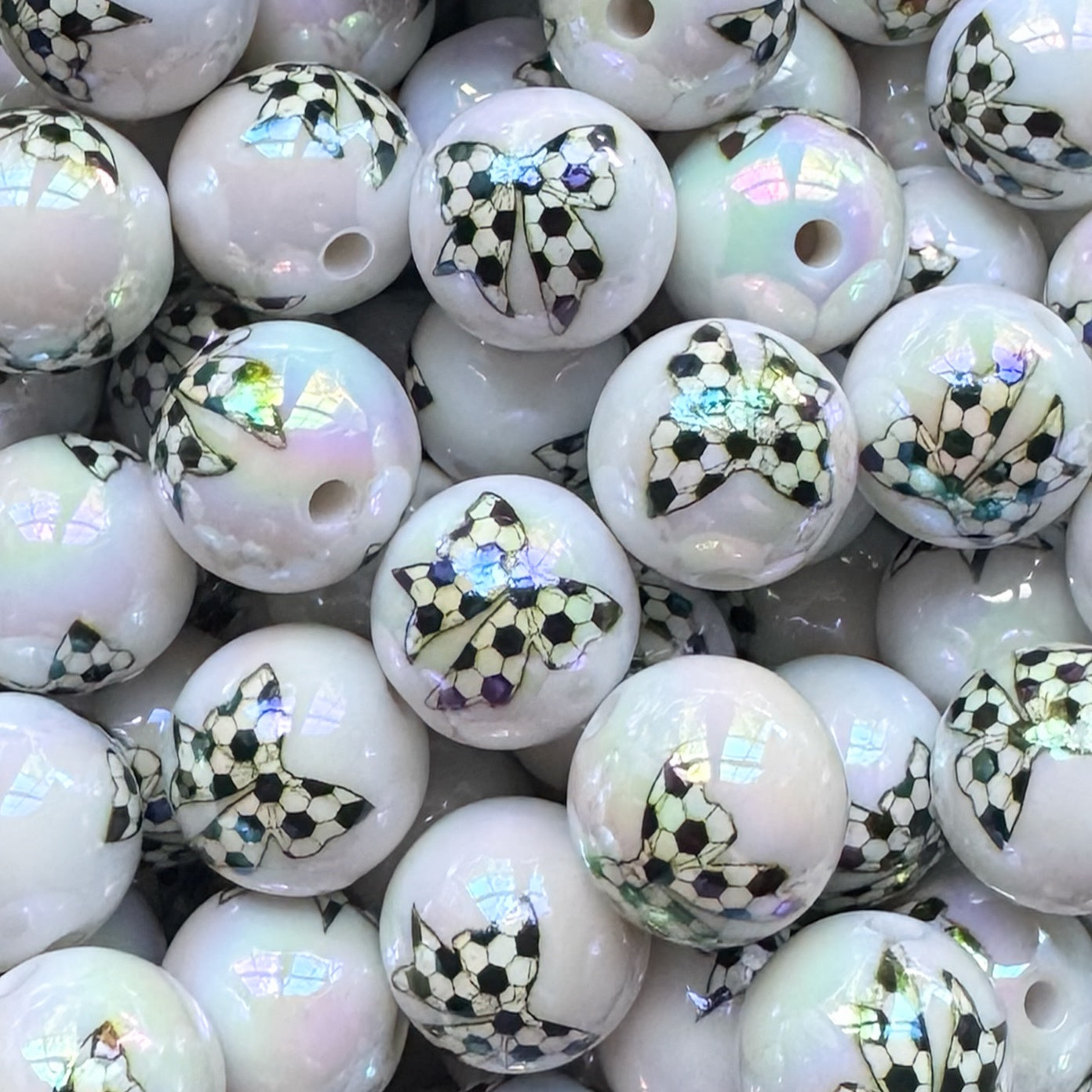 16mm Soccer Bow Acrylic Bead