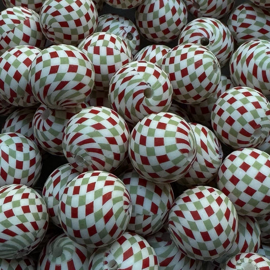 15mm Checkered Silicone Bead