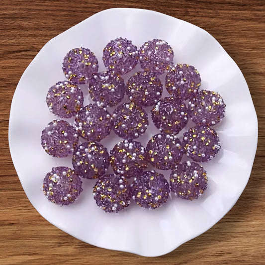 20mm Plum Sugar & Gold Acrylic Bead