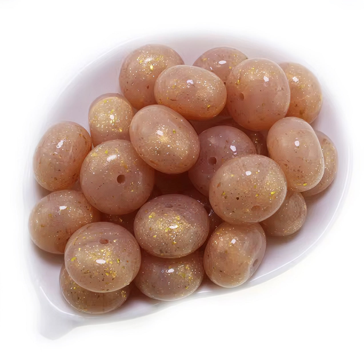 14mm Gold Glitter Jelly Abacus Bead