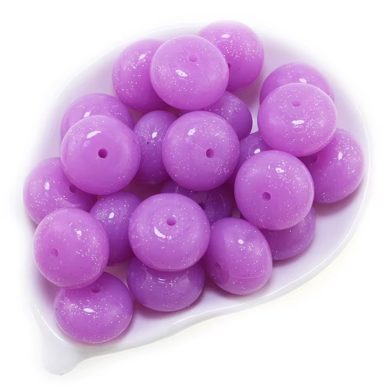 14mm Purple Glitter Jelly Abacus Beads