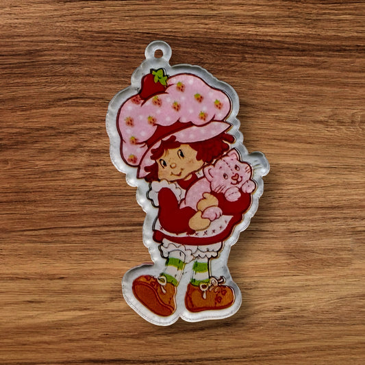 Strawberry Girl Acrylic Flatback With Hole