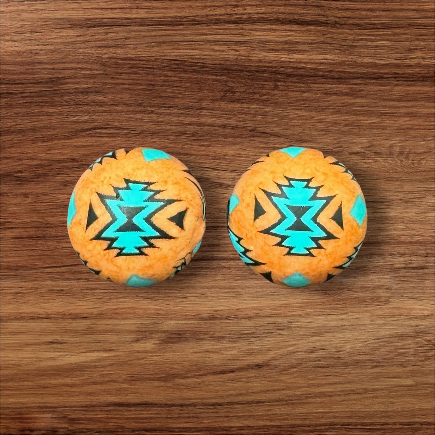 15mm Brown & Turquoise Aztec Silicone Bead