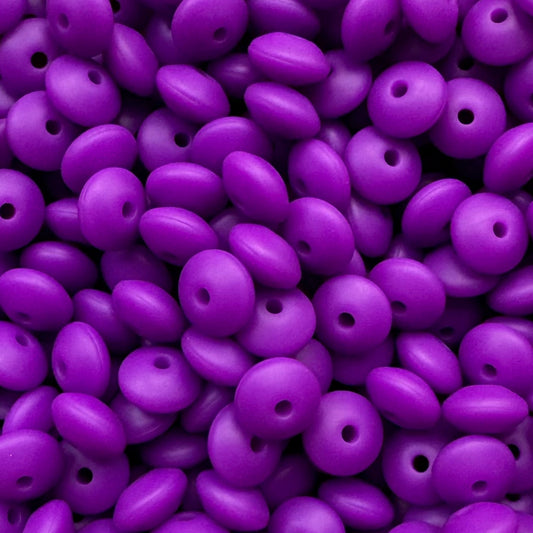 12mm Deep Purple Silicone Lentil Bead