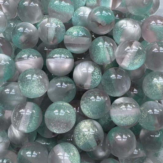 16mm Glitter Cats Eye Acrylic Bead