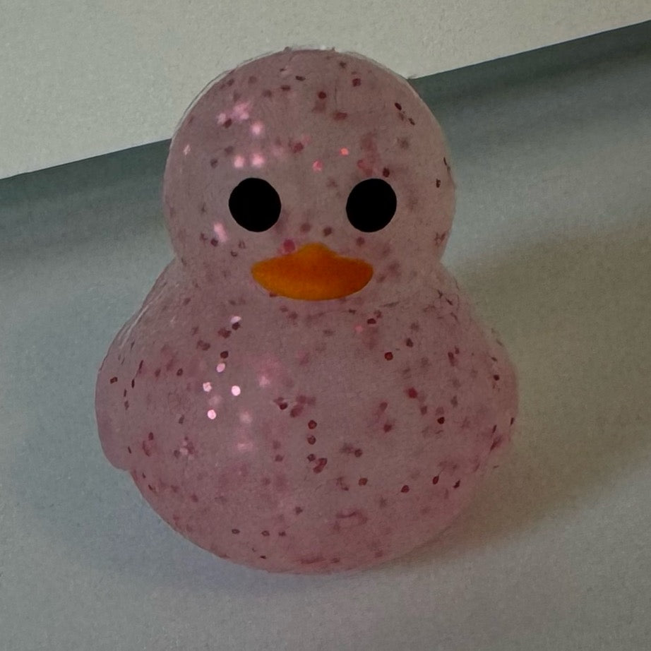 3-D Pink Glitter Silicone Duck Focal