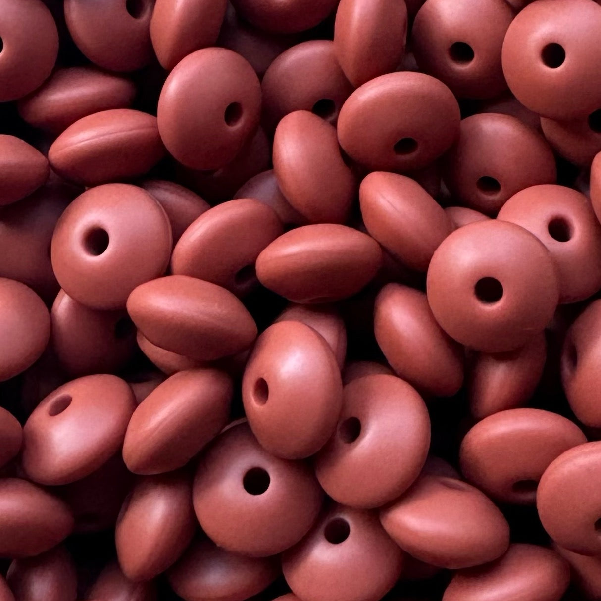 12mm Earthy Pink Silicone Lentil Bead