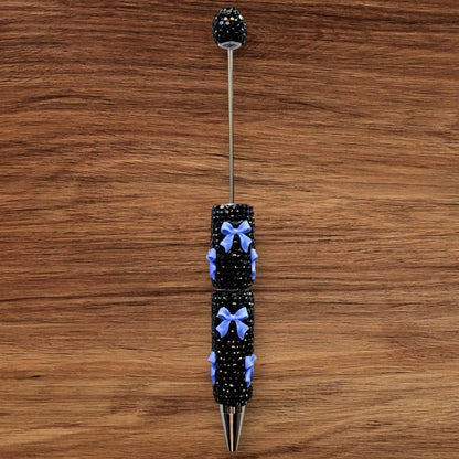 Black Rhinestone With Bows Beadable Pen